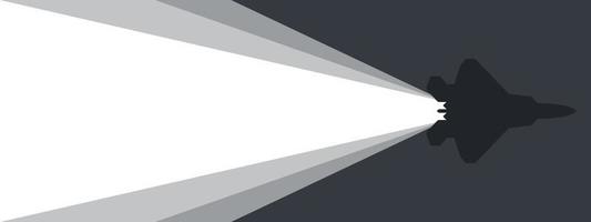 Background. An airplane leaving a beam of light behind. Vector image