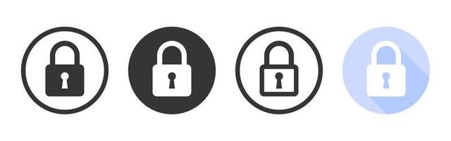 Lock icon set. Conceptual lock signs. Padlocks flat and linear style. Vector illustration