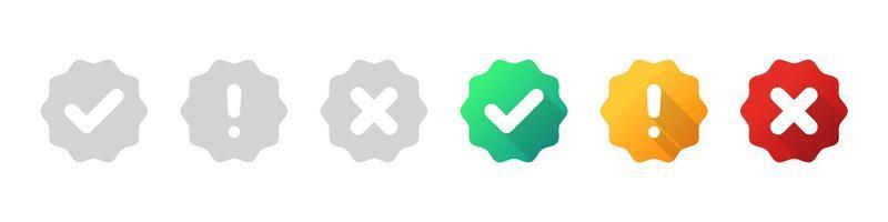 Check mark icons. Correct vote choice. Approval or confirmation icons. Vector images