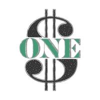 Dollar sign. One dollar. Painted lettering with a dollar sign. Vector illustration