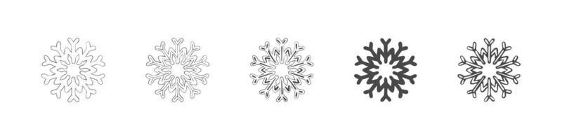 Snowflakes. A set of snowflakes with different textures. Hand-drawn snowflake icons. Vector illustration