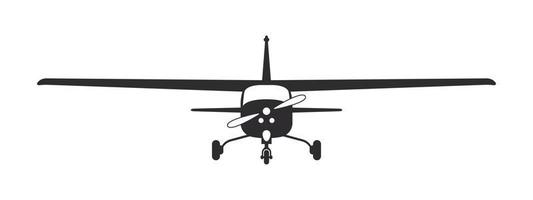 Airplane. Tourist plane. Airplane silhouette front view. Flight transport symbol. Vector image