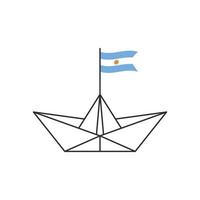 Paper boat icon. A boat with the flag of Argentina. Vector illustration