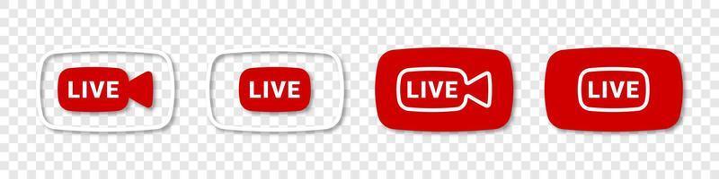 Live streaming icons. Live broadcasting buttons and symbols. Online stream icons. Social media. Vector illustration