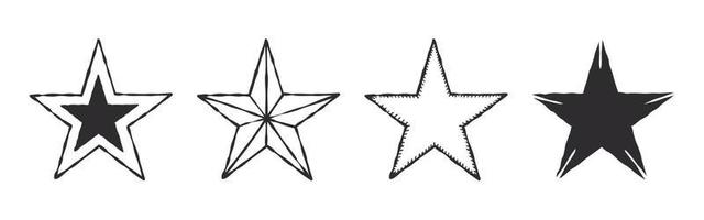 colección de iconos de estrellas. estrellas dibujadas a mano con diferentes texturas. Imágenes de vectores