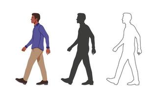 personas. hombre que camina personas dibujadas en un estilo de dibujos animados planos. ilustración vectorial vector