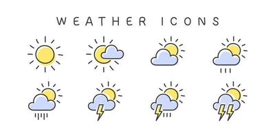 paquete de iconos meteorológicos. iconos de meteorología. iconos web meteorológicos en estilo moderno. ilustración vectorial vector