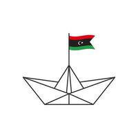 Paper boat icon. A boat with the flag of Libya. Vector illustration