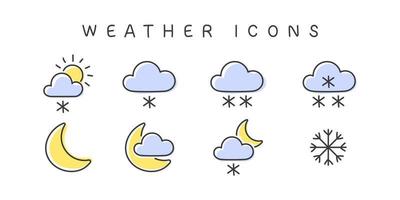 Weather Icons or signs. Meteorology icons elements. Weather web icons in modern style. Vector illustration