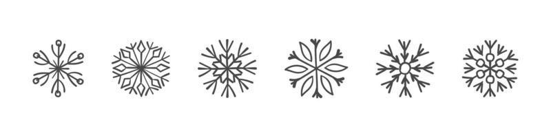Snowflakes signs. Set of hand drawn snowflakes. Design elements for christmas and New Year. Vector graphics