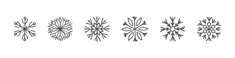 signos de copos de nieve. conjunto de copos de nieve dibujados a mano. elementos de diseño para navidad y año nuevo. gráficos vectoriales vector