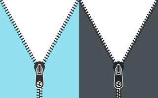 Closed and open zipper. Zipper Background. Concept banner. Fastener. Closing clasp. Vector illustration