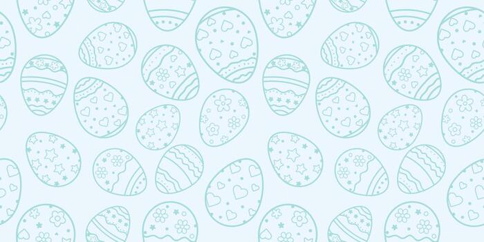 Seamless background for happy Easter day. The decorative Easter eggs with different patterns and different sizes vector