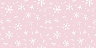 Pink and white snowflakes vector pattern background