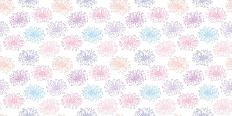 Daisy flower vector pattern background.  Pastel flowers.