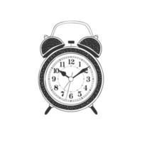 Alarm clock. Hand-drawn table clock. Illustration in sketch style. Vector image