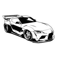 toyota supra black and white car illustratioin vector