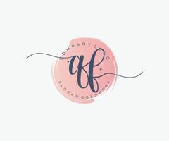 Initial QF feminine logo. Usable for Nature, Salon, Spa, Cosmetic and Beauty Logos. Flat Vector Logo Design Template Element.