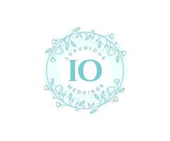 IO Initials letter Wedding monogram logos template, hand drawn modern minimalistic and floral templates for Invitation cards, Save the Date, elegant identity. vector