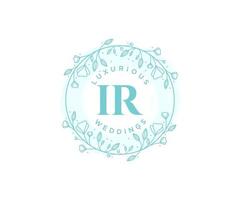 IR Initials letter Wedding monogram logos template, hand drawn modern minimalistic and floral templates for Invitation cards, Save the Date, elegant identity. vector
