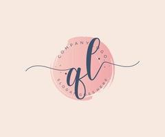 Initial QL feminine logo. Usable for Nature, Salon, Spa, Cosmetic and Beauty Logos. Flat Vector Logo Design Template Element.