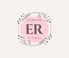 ER Initials letter Wedding monogram logos template, hand drawn modern minimalistic and floral templates for Invitation cards, Save the Date, elegant identity. vector