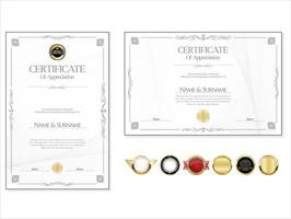 elegante certificado o diploma de diseño retro vintage vector