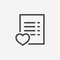 Wishlist icon vector. like document, favorite list symbol sign vector