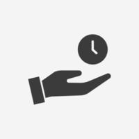 ahorrar tiempo icono vector aislado. reloj circular, signo de símbolo de mano de ahorro de tiempo