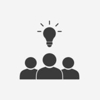 teamwork, business people, solution icon vector. idea, bulb, management developing sign symbol vector