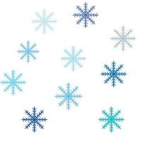 a set of snowflakes of different colors and sizes vector