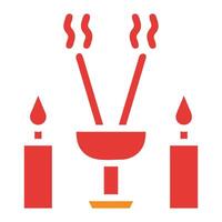 incense solid red illustration vector and logo Icon new year icon perfect.