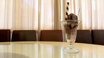 Ice cream sundae on table video