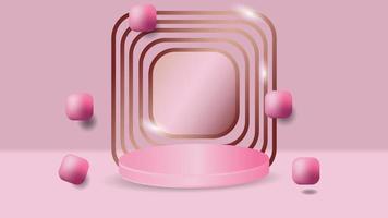 Abstract scene background. Cylinder podium on pink background with 3D ornament, for product presentation, promotion, business.Vector design vector