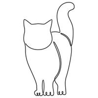 One Line Art of Cat Illustration Minimalist vector