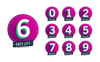 Flashing numbers of days left. Stickers and banners timer pack. vector