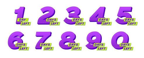 Flashing 3d numbers of days left. Perfect for announcement and promotion. vector