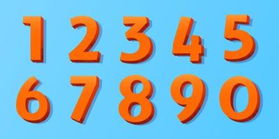 Comic colorful number textured set. 3d effect and hot colors. vector