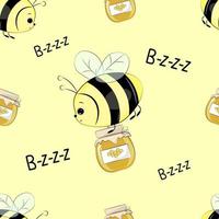 pattern with a bee with honey vector