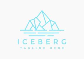 Floating Ice Mountain or Iceberg logo design with simple line art style vector