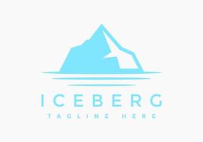 diseño de logotipo de montaña de hielo flotante o iceberg con estilo de arte de línea simple vector