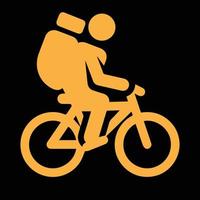 icono de bicicleta. símbolo de la carrera de bicicletas. icono plano de la carrera ciclista. señal de ciclista. silueta de ciclista de carretera. logotipo deportivo vector