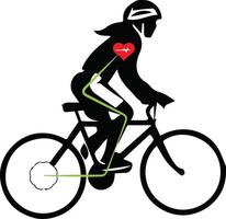 icono de bicicleta. símbolo de la carrera de bicicletas. icono plano de la carrera ciclista. señal de ciclista. silueta de ciclista de carretera. logotipo deportivo vector