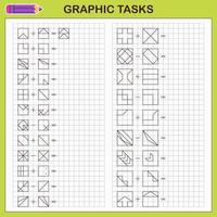 Graphic examples addition and subtraction. Educational game for preschool children. Worksheets for practicing logic and motor skills. vector