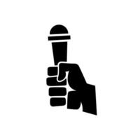 hand holding a microphone for Podcast or singer vector icon