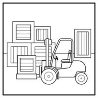 Coloring page of forklift vector