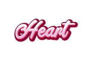 Heart text style effect. Lettering design. vector