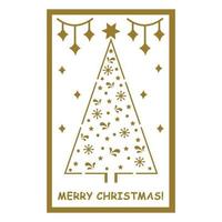 Multi layered 3D Christmas card with a papercut style Christmas tree, vector illustration, Laser cut paper