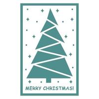 Multi layered 3D Christmas card with a papercut style Christmas tree, vector illustration, Laser cut paper