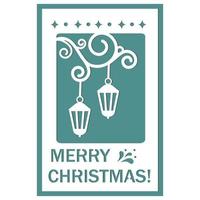 Festive 3D postcard in the style of papercut, with a Christmas openwork lantern with a candle, vector illustration